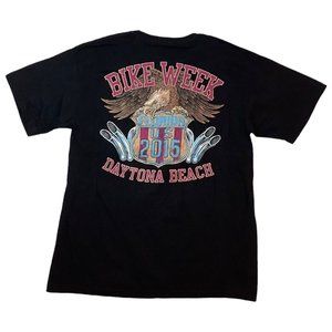 Daytona Beach Florida 74th Bike Week 2015 Black T Shirt Men's Size L Cotton